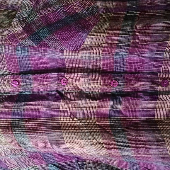 Style & Co purple blue tan electric Plaid Button-Up Shirt Sz XL NWT super soft - Picture 4 of 9